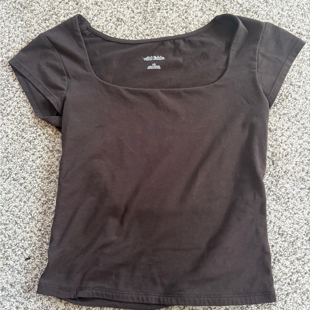 Wild Fable Women's Dark Brown Short Sleeve Top